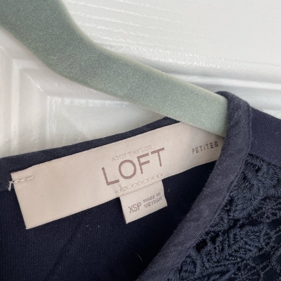 Loft Navy Crochet Top Dress Navy XSP - Picture 3 of 4